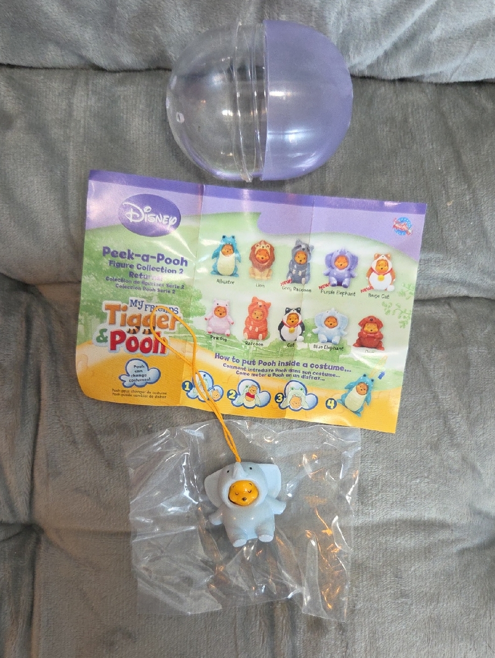 Disney Peek-a-Pooh Light Blue Elephant Costume Figure with Purple Capsule